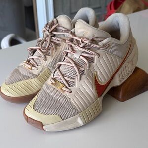 Nike Women's Cream and Red Sneakers